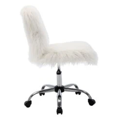 Fiona Adjustable Office Chair, White Faux Fur -Furniture Series Sale fiona adjustable office chair white faux fur 4