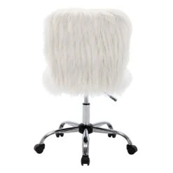 Fiona Adjustable Office Chair, White Faux Fur -Furniture Series Sale fiona adjustable office chair white faux fur 5