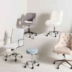Fiona Adjustable Office Chair, White Faux Fur -Furniture Series Sale fiona adjustable office chair white faux fur 6