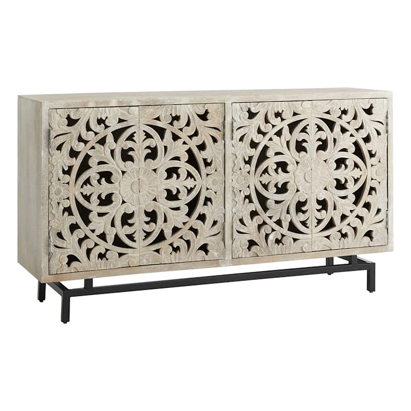 Found & Fable Carved 4-Door Sideboard 3 Found & Fable Carved 4-Door Sideboard