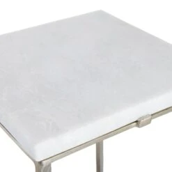 Found & Fable Judd Silver Accent Table With Marble Top -Furniture Series Sale found fable judd silver accent table with marble top 2