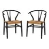 Found & Fable Set Of 2 Denise Wishbone Dining Chairs, Black -Furniture Series Sale found fable set of 2 denise wishbone dining chairs black