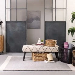 Found & Fable Zuri Cream & Black Tufted Bench -Furniture Series Sale found fable zuri cream black tufted bench 8