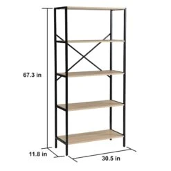 Honeybloom 4-Tier Burnaby Wood & Metal Shelf 13 Honeybloom 4-Tier Burnaby Wood & Metal Shelf -Furniture Series Sale honeybloom 4 tier burnaby wood metal shelf 3