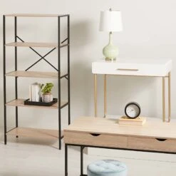 Honeybloom 4-Tier Burnaby Wood & Metal Shelf 15 Honeybloom 4-Tier Burnaby Wood & Metal Shelf -Furniture Series Sale honeybloom 4 tier burnaby wood metal shelf 5