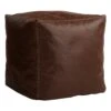 Honeybloom Faux Leather Brown Pouf With Baseball Stitch -Furniture Series Sale honeybloom faux leather brown pouf with baseball stitch
