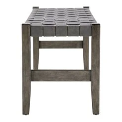 Honeybloom Faux Leather Dark Grey Strap Bench -Furniture Series Sale honeybloom faux leather dark grey strap bench 2