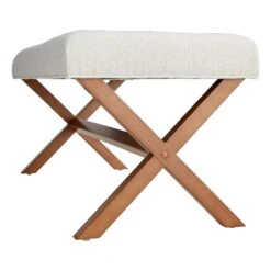 Honeybloom Jordan Chenille Bench, Ivory -Furniture Series Sale honeybloom jordan chenille bench ivory 2