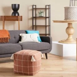 Honeybloom Shiva Brown Woven Pouf -Furniture Series Sale honeybloom shiva brown woven pouf 2