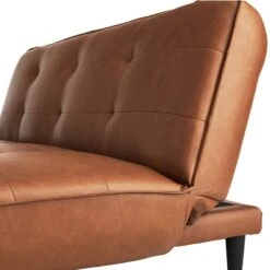 Honeybloom Wyatt Push Back Sofa, Cognac Faux Leather -Furniture Series Sale honeybloom wyatt push back sofa cognac faux leather 3
