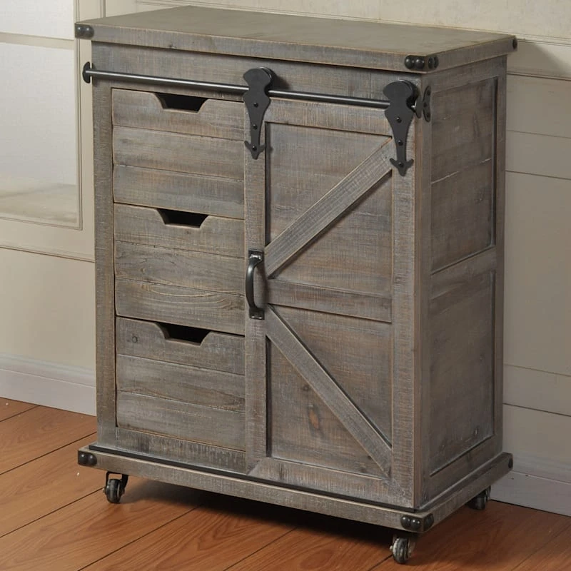 Jacob 3-Drawer Sliding Barn Door Cabinet 4 Jacob 3-Drawer Sliding Barn Door Cabinet - Image 2