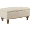 Jasmine Linen Storage Ottoman, Natural