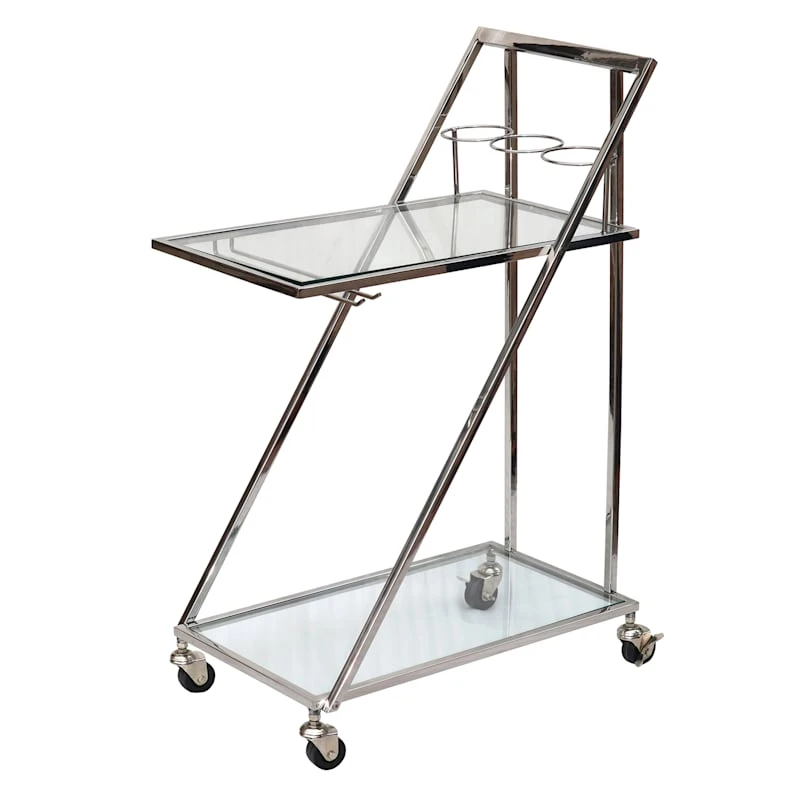 Laila Ali Glass & Steel Bar Cart 3 Laila Ali Glass & Steel Bar Cart