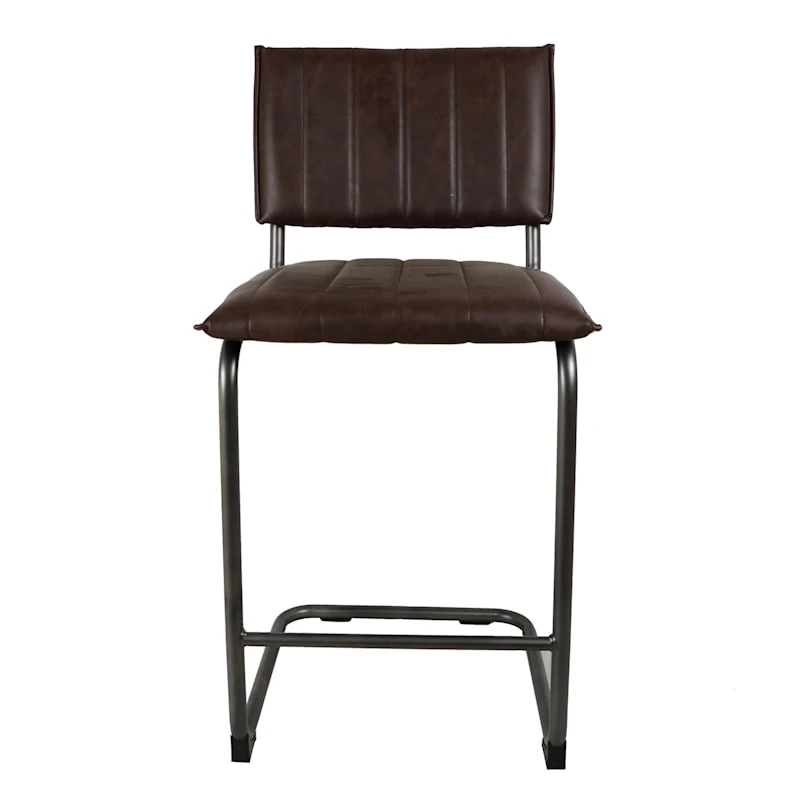 Luka Faux Leather Counter Stool, Dark Brown 4 Luka Faux Leather Counter Stool, Dark Brown - Image 2
