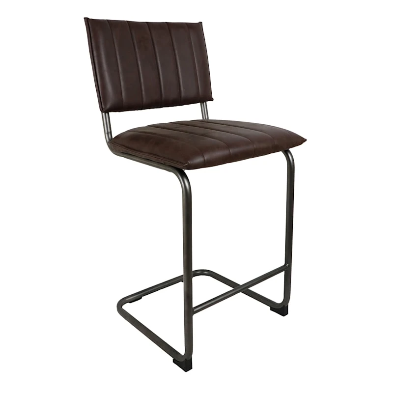 Luka Faux Leather Counter Stool, Dark Brown 3 Luka Faux Leather Counter Stool, Dark Brown