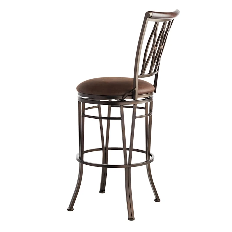 Marsol Brown Metal Swivel Barstool With Faux Leather Seat 5 Marsol Brown Metal Swivel Barstool With Faux Leather Seat - Image 3