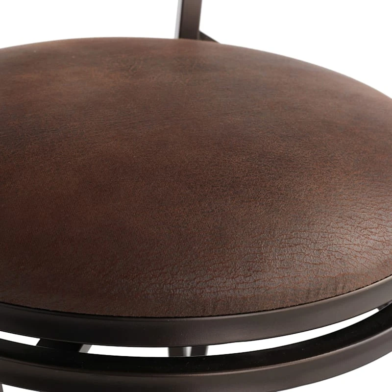 Marsol Brown Swivel Counter Stool With Faux Leather Seat 6 Marsol Brown Swivel Counter Stool With Faux Leather Seat - Image 4