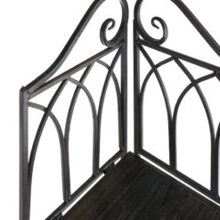 Metal Corner Rack With Brown Decorative Arch & Folding Wood-Top Shelves, 63" 11 Metal Corner Rack With Brown Decorative Arch & Folding Wood-Top Shelves, 63" -Furniture Series Sale metal corner rack with brown decorative arch folding wood top shelves 63 3