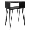 Open-Storage Accent Table With Hairpin Legs, Dark Grey