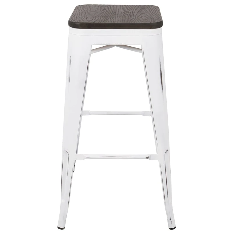 Oregon Vintage White Industrial Backless Barstool, 30" 4 Oregon Vintage White Industrial Backless Barstool, 30" - Image 2
