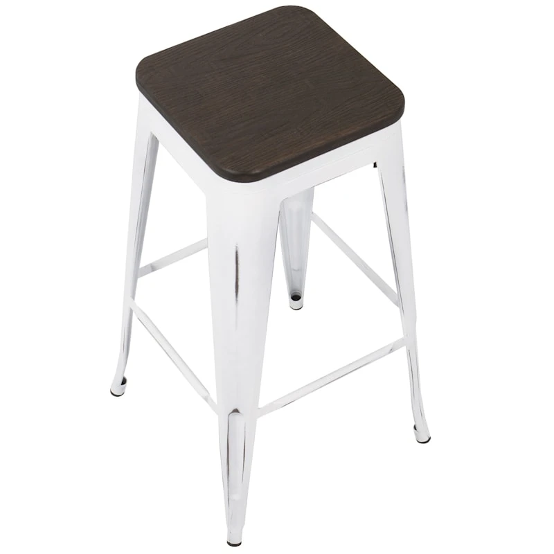 Oregon Vintage White Industrial Backless Barstool, 30" 8 Oregon Vintage White Industrial Backless Barstool, 30" - Image 6