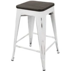 Oregon Vintage White Industrial Barstool, 24" -Furniture Series Sale oregon vintage white industrial barstool 24 2