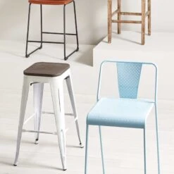 Oregon Vintage White Industrial Barstool, 24" -Furniture Series Sale oregon vintage white industrial barstool 24 6