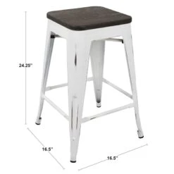 Oregon Vintage White Industrial Barstool, 24" -Furniture Series Sale oregon vintage white industrial barstool 24 8
