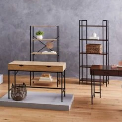 Parkview 5-Tier Metal & Wood Veneer Bookshelf 9 Parkview 5-Tier Metal & Wood Veneer Bookshelf -Furniture Series Sale parkview 5 tier metal wood veneer bookshelf 3