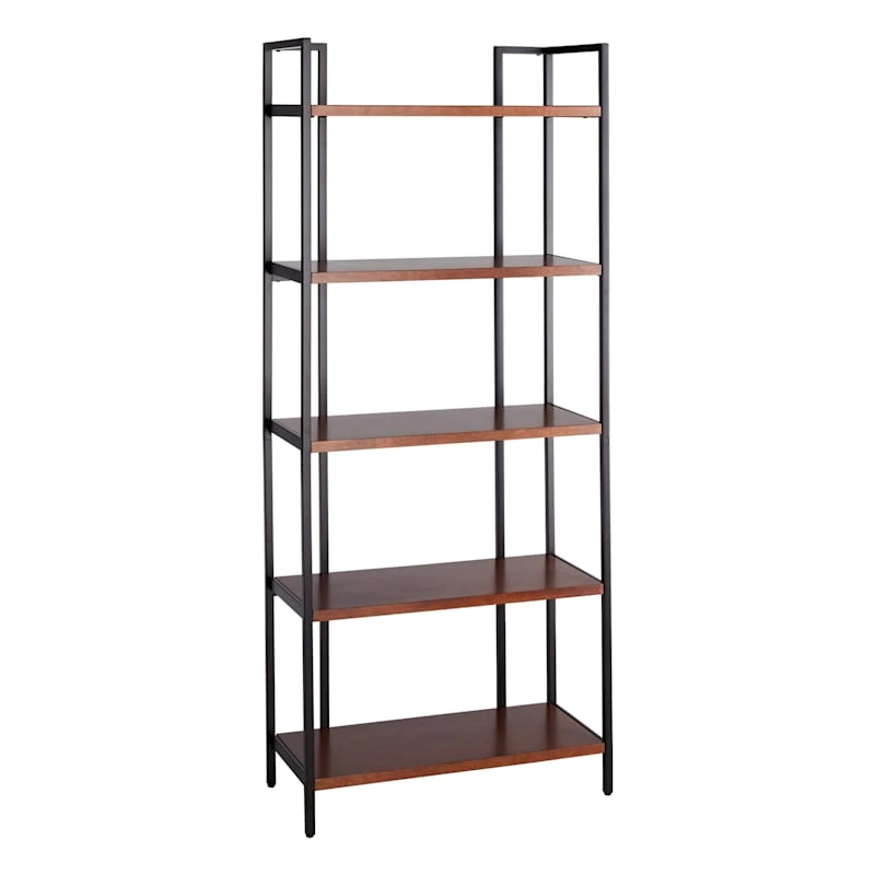 Parkview 5-Tier Metal & Wood Veneer Bookshelf 3 Parkview 5-Tier Metal & Wood Veneer Bookshelf