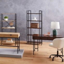 Parkview Metal & Wood Writing Desk With Storage, 48" -Furniture Series Sale parkview metal wood writing desk with storage 48 3