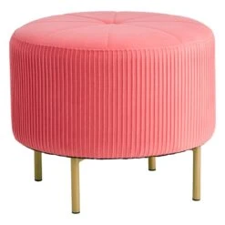 Piper Ottoman Bright, Pink Velvet