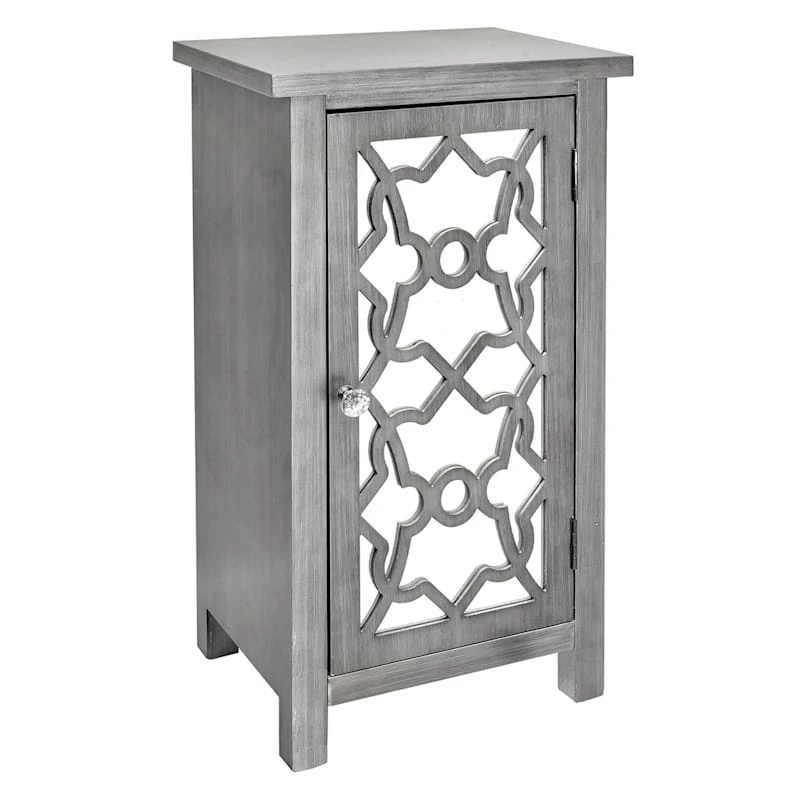 Providence 1-Door Mirrored Silver Cabinet 3 Providence 1-Door Mirrored Silver Cabinet