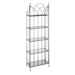 Providence 5-Tier Black Gothic Baker Rack With Metal Wire Shelves -Furniture Series Sale providence 5 tier black gothic baker rack with metal wire shelves 2