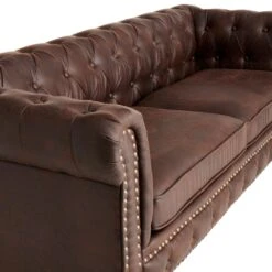 Providence Chesterfield Brown Faux Leather Tufted Sofa, 79" -Furniture Series Sale providence chesterfield brown faux leather tufted sofa 79 3