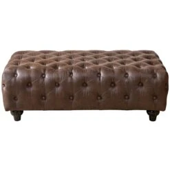 Providence Chesterfield Tufted Brown Faux Leather Ottoman -Furniture Series Sale providence chesterfield tufted brown faux leather ottoman 3
