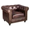 Providence Chesterfield Tufted Brown Faux Leather Rolled Armchair