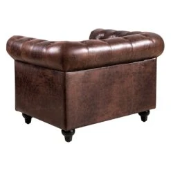 Providence Chesterfield Tufted Brown Faux Leather Rolled Armchair -Furniture Series Sale providence chesterfield tufted brown faux leather rolled armchair 2