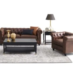 Providence Chesterfield Tufted Brown Faux Leather Rolled Armchair -Furniture Series Sale providence chesterfield tufted brown faux leather rolled armchair 3