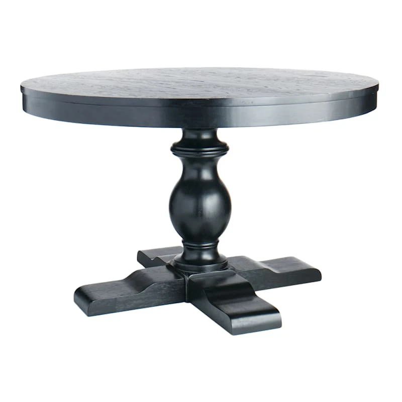 Providence Evening Mist Round Black Wooden Table Top & Base, Pedestal Sold Separately 3 Providence Evening Mist Round Black Wooden Table Top & Base, Pedestal Sold Separately