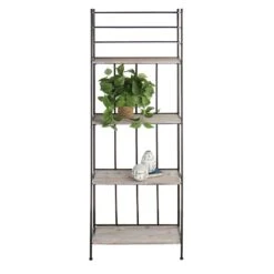 Providence Metal Baker Rack With Folding Wood-Top Shelves, 63" -Furniture Series Sale providence metal baker rack with folding wood top shelves 63 5