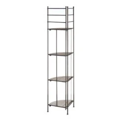 Providence Metal Corner Rack With Folding Wood-Top Shelves, 63" -Furniture Series Sale providence metal corner rack with folding wood top shelves 63 2