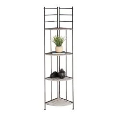 Providence Metal Corner Rack With Folding Wood-Top Shelves, 63" -Furniture Series Sale providence metal corner rack with folding wood top shelves 63 5