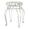 Quatrefoil Silver Wire Vanity Stool/Ivory Printed Fabric Seat -Furniture Series Sale quatrefoil silver wire vanity stool ivory printed fabric seat