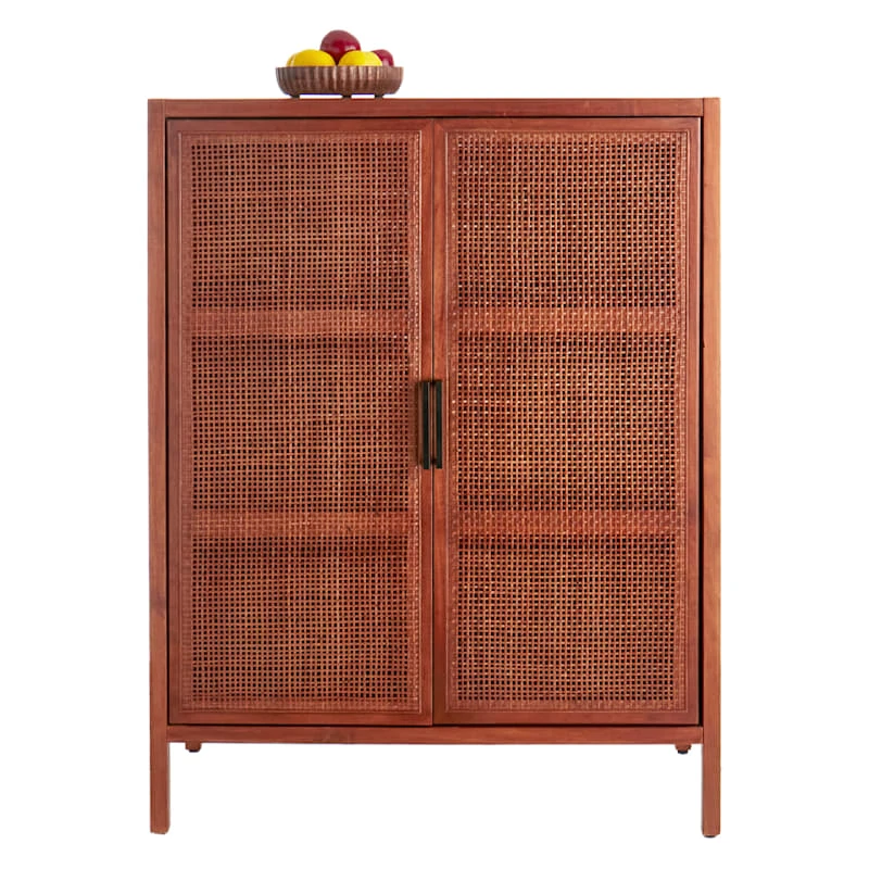 Rattan 2-Door Wooden Cabinet, 47" 5 Rattan 2-Door Wooden Cabinet, 47" - Image 3