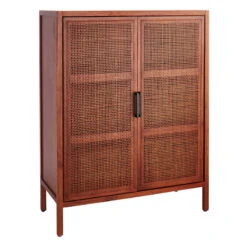 Rattan 2-Door Wooden Cabinet, 47"