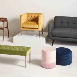 Ridgecrest Blue Plush Pouf, 20" -Furniture Series Sale ridgecrest blue plush pouf 20 2