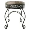 Round Metal Scroll Vanity Stool With French Script Cushion -Furniture Series Sale round metal scroll vanity stool with french script cushion