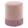 Round Ottoman With Fringe, Blush Velvet -Furniture Series Sale round ottoman with fringe blush velvet