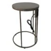 Round Wood & Gold Metal C-Table With Usb Port, Large